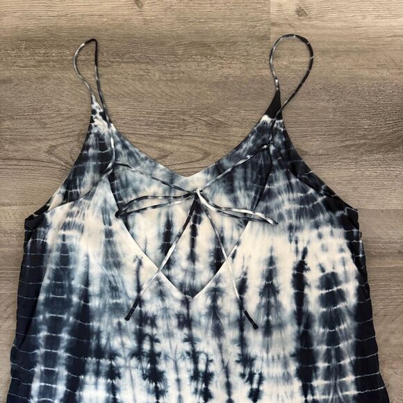 Anthropologie Cloth & Stone Tie Dye Midi Dress Navy White - Picture 7 of 13